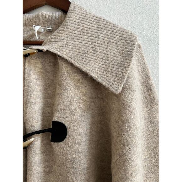 Robbi & Nikki Wool Blend Tan Cropped Toggle Sweater Jacket Balloon Sleeves XS - Picture 3 of 11